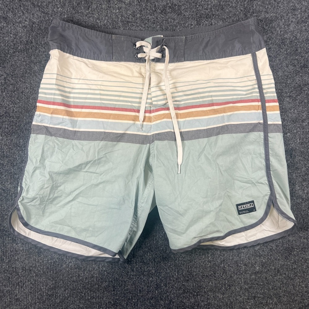 Ezekiel All We Have Is Now Board Shorts Mens 36x7.5 Multicolor Striped Swimwear